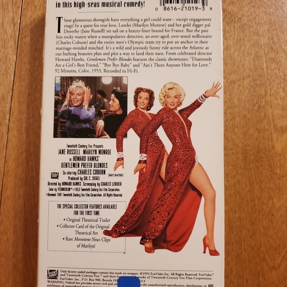 Gentlemen Prefer Blondes VHS 1992 Marilyn Monroe - Picture 3 of 4